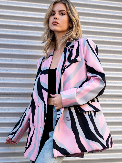 'Ezeline' Striped Blazer with Belt