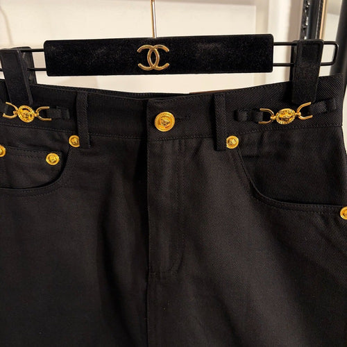 Versace Medusa Hardware Denim Mini Skirt