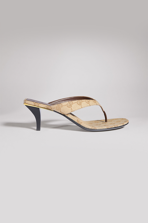 Gucci Monogram Thong Heel Sandals