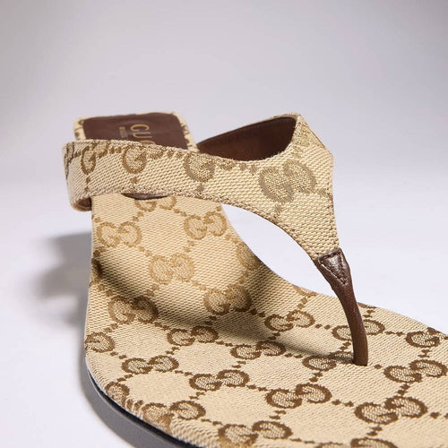 Gucci Monogram Thong Heel Sandals