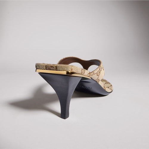 Gucci Monogram Thong Heel Sandals