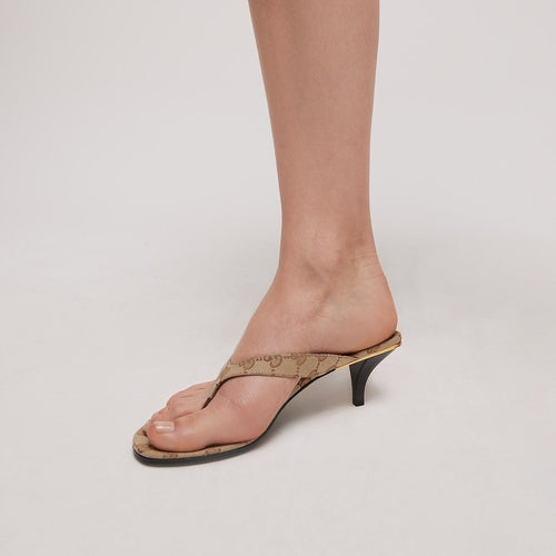 Gucci Monogram Thong Heel Sandals