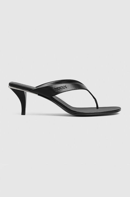 Gucci Noir Sculpt Thong Heels