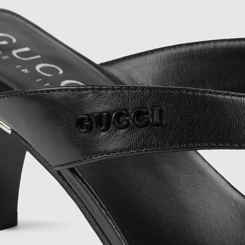 Gucci Noir Sculpt Thong Heels