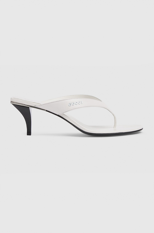 Gucci Rosé Satin Thong Heels