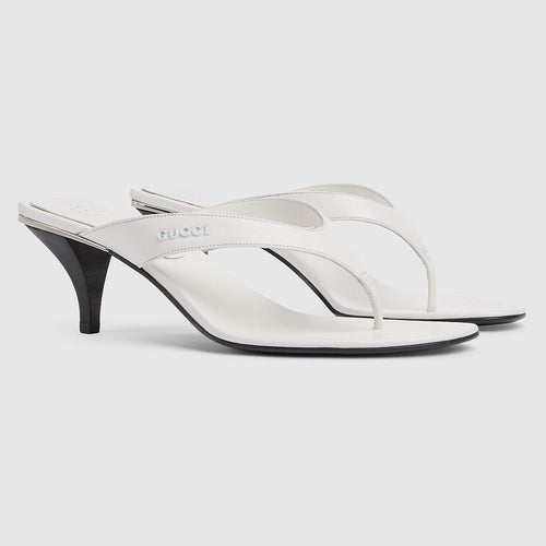 Gucci Rosé Satin Thong Heels