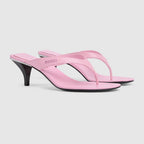 Gucci Rosé Satin Thong Heels