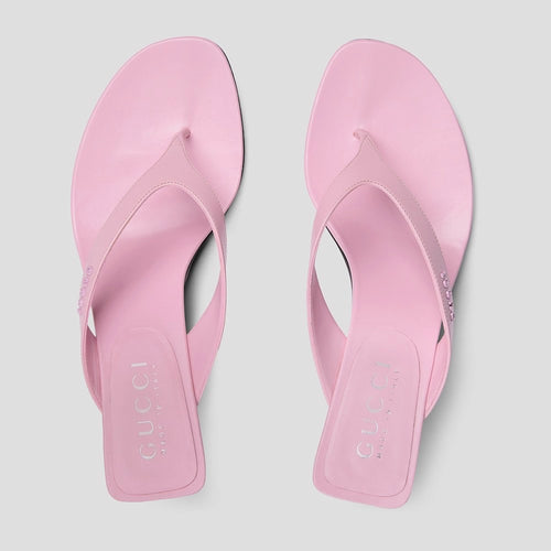 Gucci Rosé Satin Thong Heels