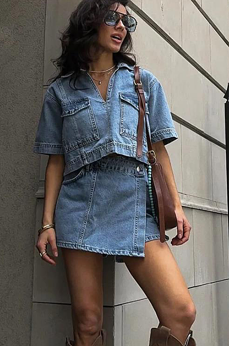 'Sadira' Denim Skort Set