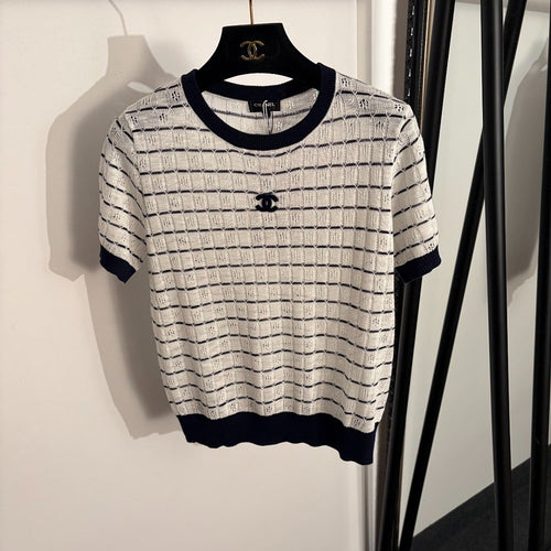 Chanel Côte Dentelle Pointelle Knit Top