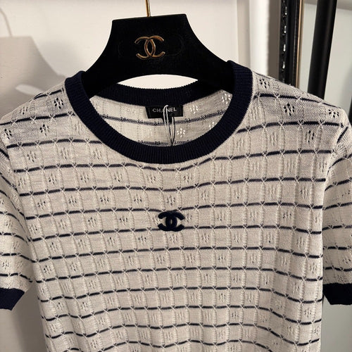 Chanel Côte Dentelle Pointelle Knit Top