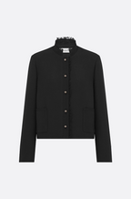 Dior Noir Cropped Jacket with Lace-Trim Mandarin Collar