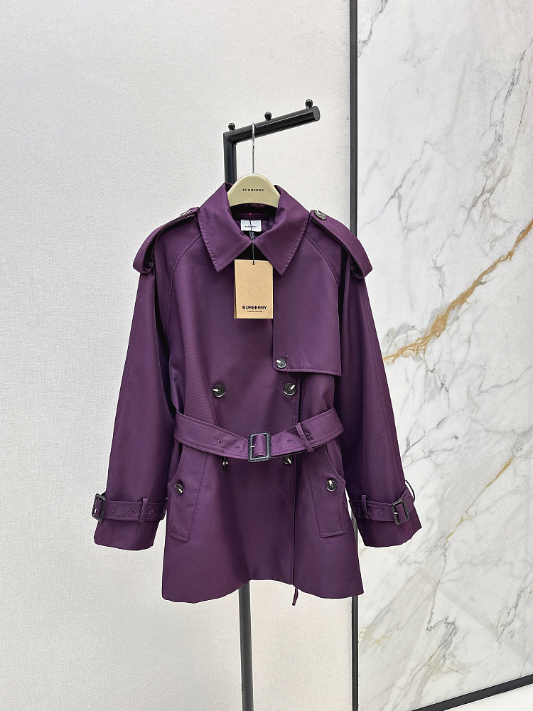 S ilver。レア　バーバリー　ロンドン ショート トレンチ コート 紫 Burberry Violet Heritage Short Trench Coat – LUXE LIVING FASHIONS