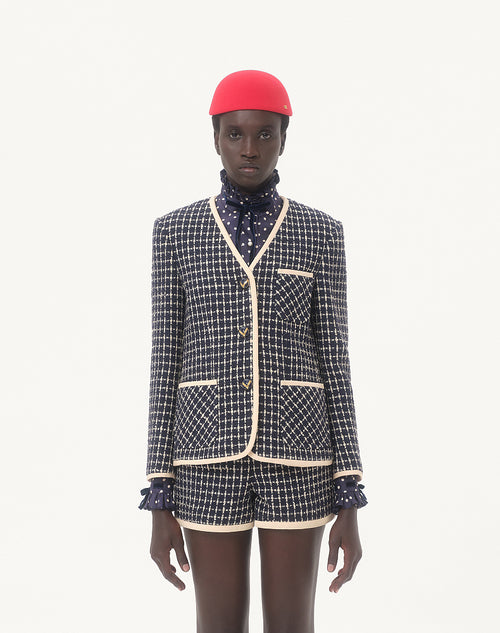 Valentino Navy & Cream Tweed Jacket and Shorts Set