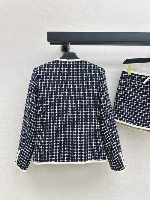 Valentino Navy & Cream Tweed Jacket and Shorts Set