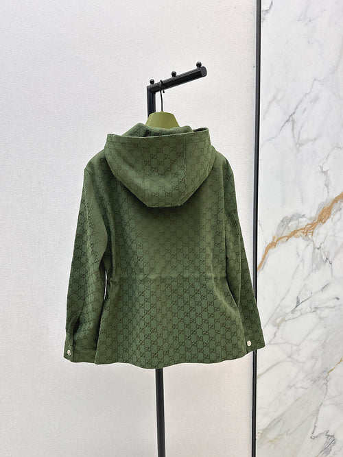Gucci Monogram Hooded Jacket – Forest Green Edition