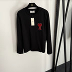 AMI Paris L’Emblème Long Sleeve Tee – Noir & Rouge