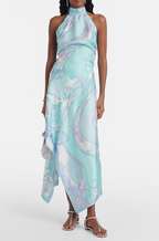 Pucci Aqua Mirage Halter & Asymmetrical Skirt Set