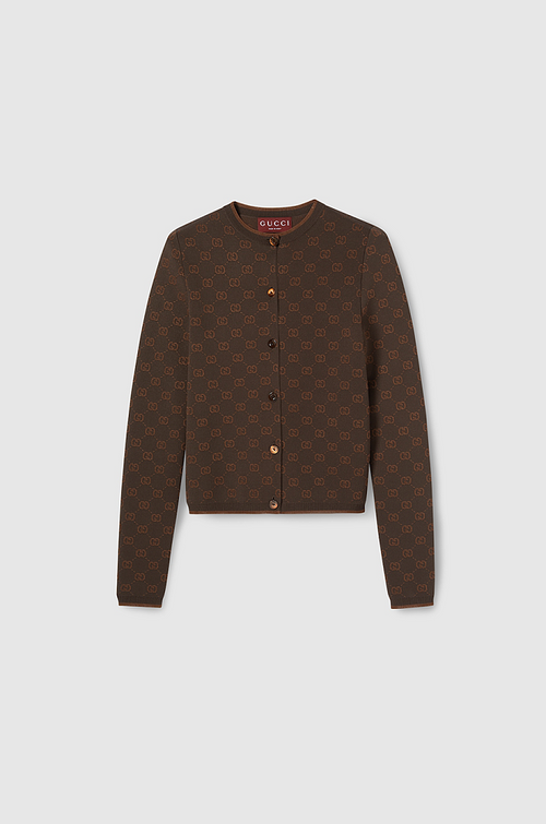 Gucci Marrone Sportivo Zip Cardigan – Chestnut Heritage Knit