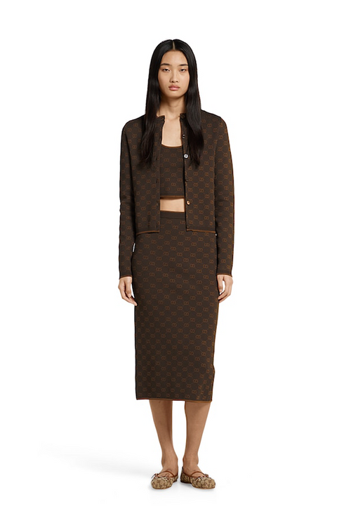 Gucci Marrone Sportivo Zip Cardigan – Chestnut Heritage Knit