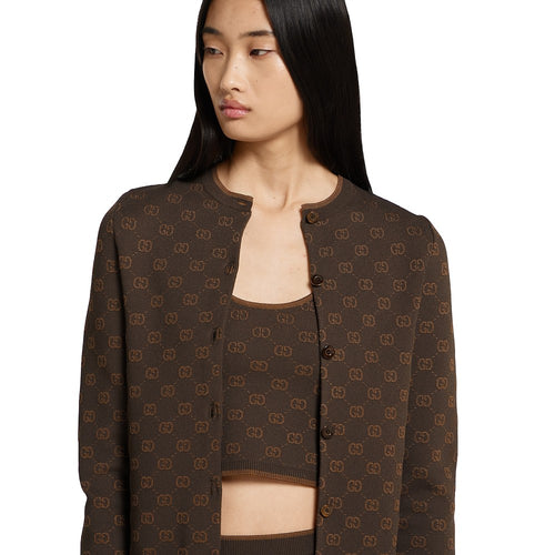 Gucci Marrone Sportivo Zip Cardigan – Chestnut Heritage Knit