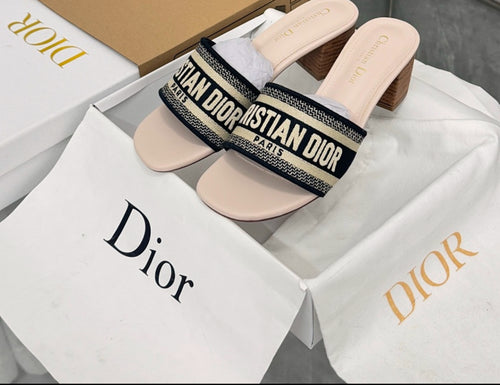 Dior  Embroidered Mini Heel Sandals