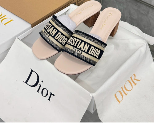 Dior  Embroidered Mini Heel Sandals