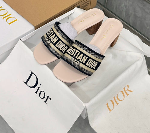 Dior  Embroidered Mini Heel Sandals