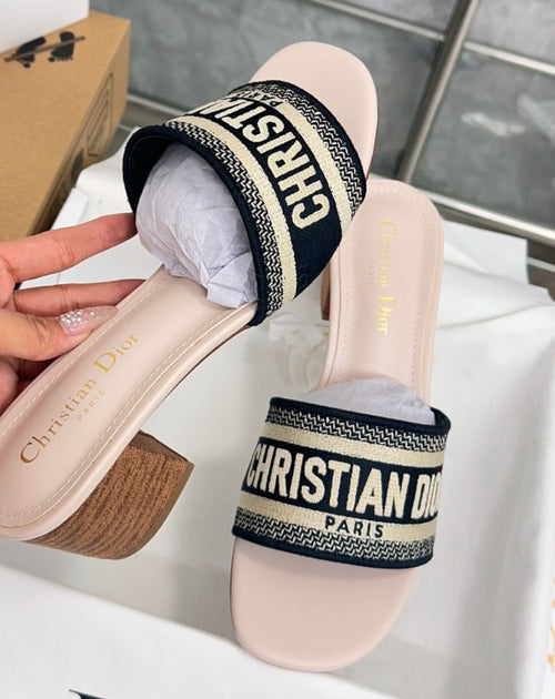 Dior  Embroidered Mini Heel Sandals