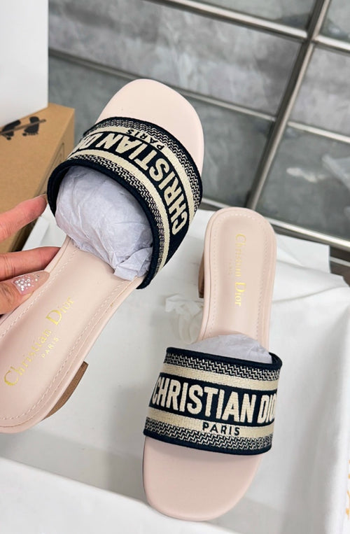 Dior  Embroidered Mini Heel Sandals