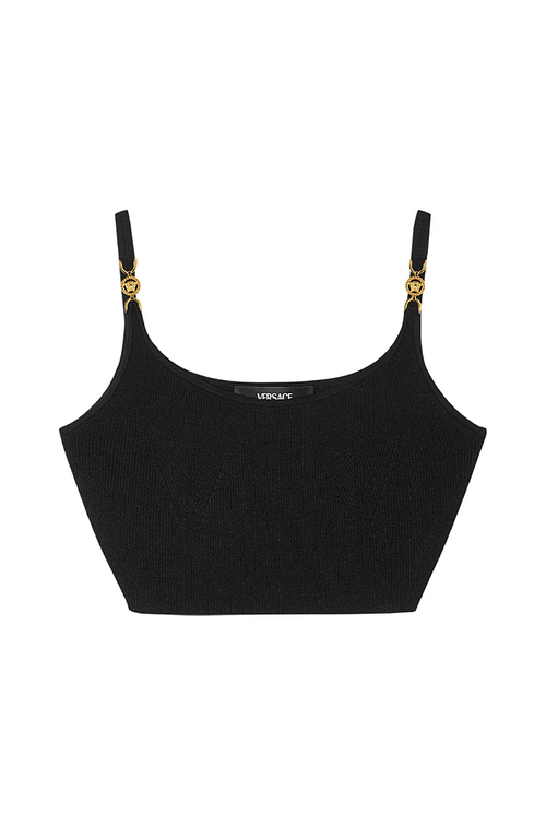Versace Medusa Strap Knit Crop Top – Noir Eleganza