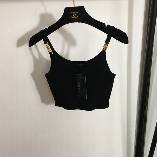 Versace Medusa Strap Knit Crop Top – Noir Eleganza