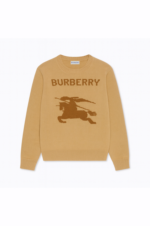 Burberry Cavalier Intarsia Camel Sweater