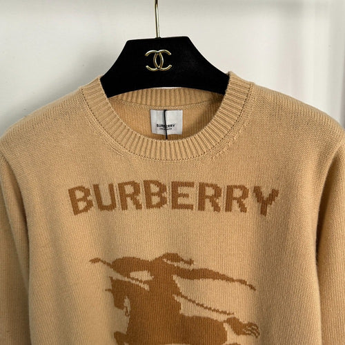 Burberry Cavalier Intarsia Camel Sweater