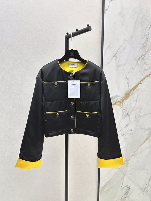 Chanel Noir Lumière Satin Jacket with Soleil Cuffs