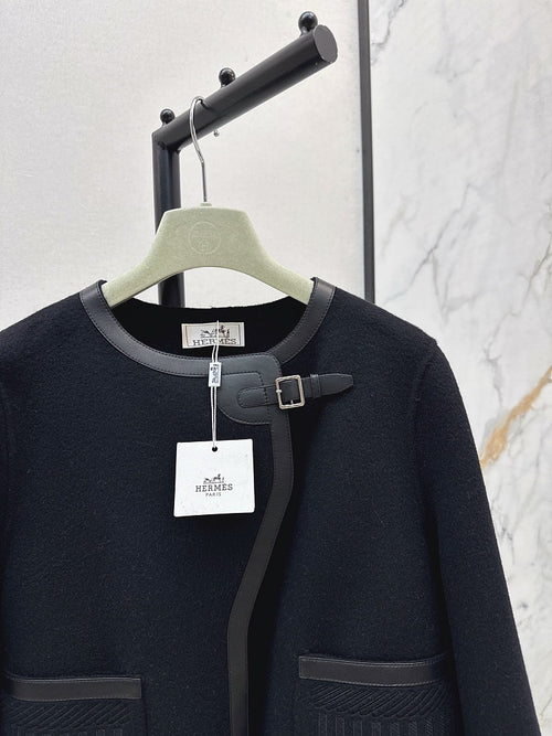 Hermès “Éclipse Structurée” Wool & Leather Jacket