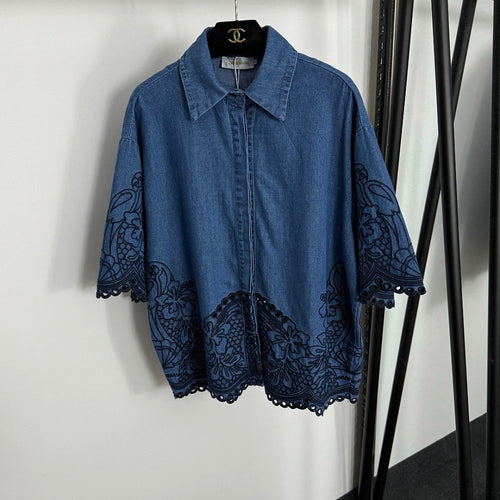 Zimmermann Indigo Embroidered Denim Co-Ord Set