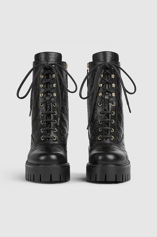 Gucci Nero Combat Lace-Up Boots with Signature Horsebit Detail