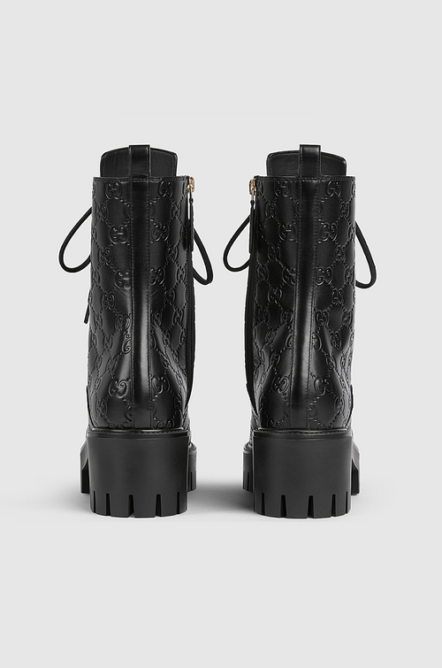 Gucci Nero Combat Lace-Up Boots with Signature Horsebit Detail