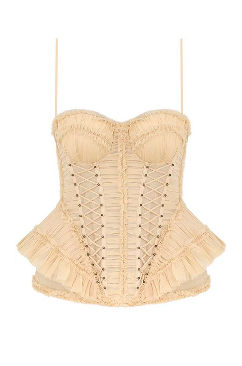 Zimmermann Écru Héritage Lace-Up Corset Top