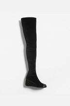 Chanel Velours Nocturne Quilted Wedge Boots