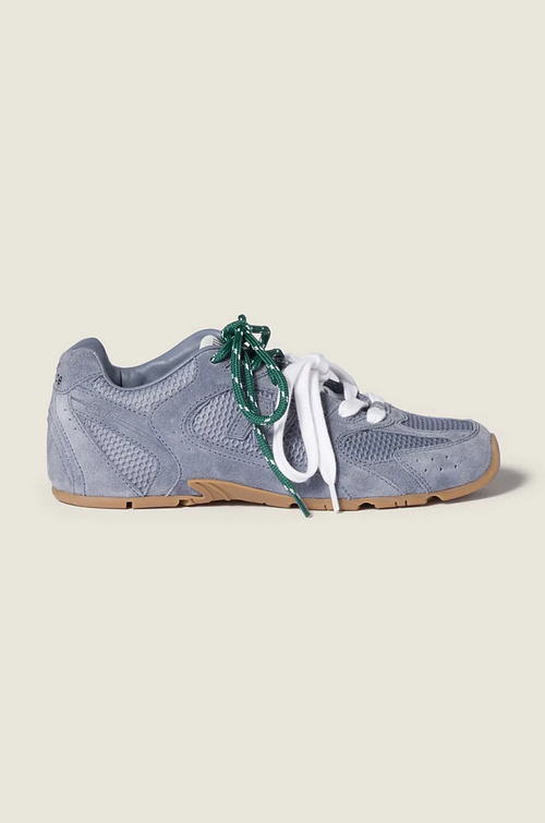Miu Miu x New Balance Grey Suede Mesh Sneakers – Dual Lace Edition (EU 36–44)