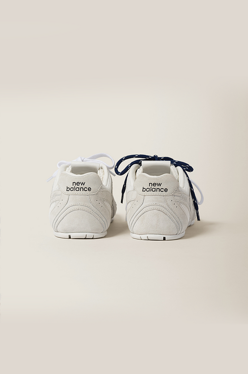 Miu Miu x New Balance White Suede Mesh Sneakers – Dual Lace Edition (EU 36–44)
