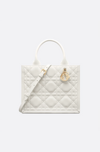 Dior Caro Small Book Tote in Cannage Quilted Lambskin (Black or White)