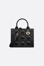 Dior Caro Small Book Tote in Cannage Quilted Lambskin (Black or White)