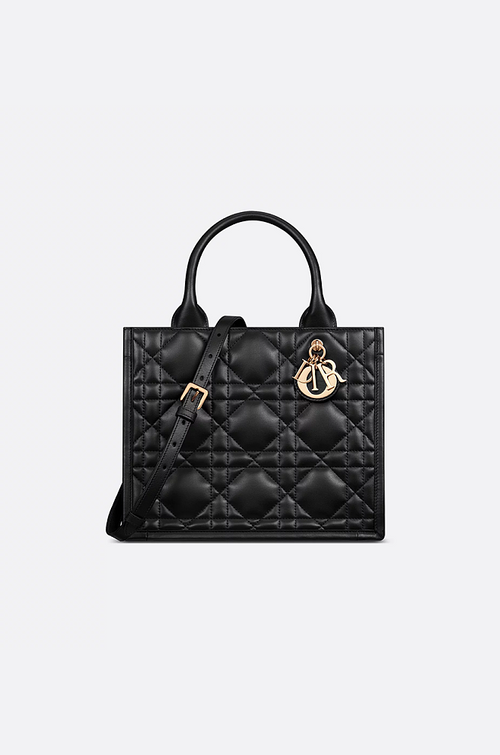 Dior Caro Small Book Tote in Cannage Quilted Lambskin (Black or White)