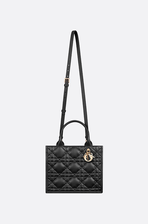Dior Caro Small Book Tote in Cannage Quilted Lambskin (Black or White)