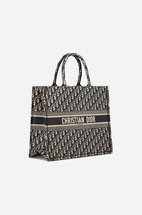 Dior Oblique Embroidered Large Book Tote – Navy Blue
