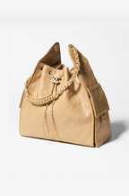 Chanel 22 Hobo Drawstring Tote Bag – Beige Quilted Calfskin with Gold-Tone Hardware