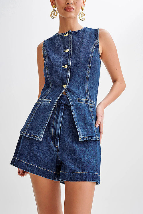 'Imogen' Denim Shorts Set